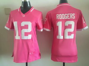 2015 women Nike green bay packers #12 Rodgers pink jerseys