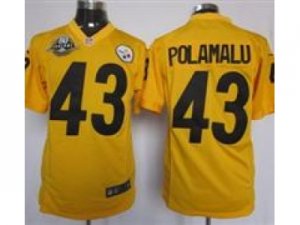 Nike NFL Pittsburgh Steelers #43 Troy Polamalu Yellow Jerseys W 80TH Patch(Game)