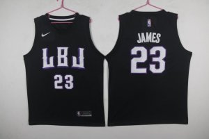 Lakers #23 Lebron James LBJ Black Nike Swingman Jersey