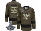 Mens Reebok Pittsburgh Penguins #55 Larry Murphy Premier Green Salute to Service 2017 Stanley Cup Champions NHL Jersey