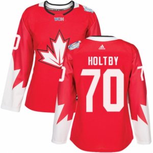 Women\'s Adidas Team Canada #70 Braden Holtby Premier Red Away 2016 World Cup Hockey Jersey