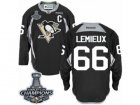 Mens Reebok Pittsburgh Penguins #66 Mario Lemieux Premier Black Practice 2017 Stanley Cup Champions NHL Jersey