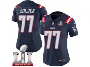 Womens Nike New England Patriots #77 Nate Solder Limited Navy Blue Rush Super Bowl LI 51 NFL Jersey