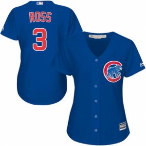 Women\'s Majestic Chicago Cubs #3 David Ross Replica Royal Blue Alternate MLB Jersey