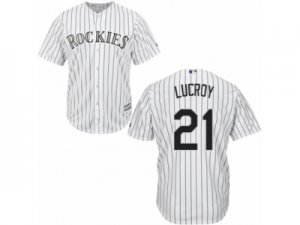 Youth Majestic Colorado Rockies #21 Jonathan Lucroy Replica White Home Cool Base MLB Jersey