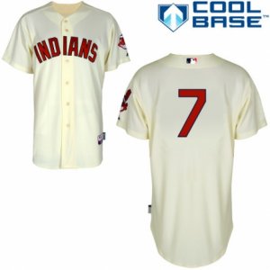Men\'s Majestic Cleveland Indians #7 Kenny Lofton Authentic Cream Alternate 2 Cool Base MLB Jersey
