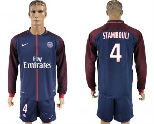 2017-18 Paris Saint-Germain 4 STAMBOULI Home Long Sleeve Soccer Jersey