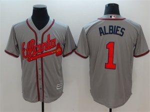 Atlanta Braves #1 Ozzie Albies Gray Cool Base Jersey