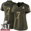 Womens Nike New England Patriots #7 Jacoby Brissett Limited Green Salute to Service Super Bowl LI 51 NFL Jersey