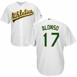 Men\'s Majestic Oakland Athletics #17 Yonder Alonso Replica White Home Cool Base MLB Jersey