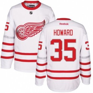 Mens Reebok Detroit Red Wings #35 Jimmy Howard Authentic White 2017 Centennial Classic NHL Jersey