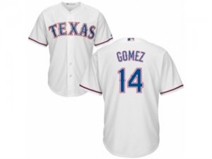 Youth Majestic Texas Rangers #14 Carlos Gomez Authentic White Home Cool Base MLB Jersey