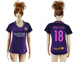 Womens Barcelona #18 Jordi Alba Away Soccer Club Jersey