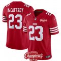 Men's San Francisco 49ers #23 Christian McCaffrey Red 2023 F.U.S.E. NFC West Champions Football Stitched Jersey