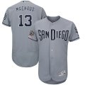 Padres #13 Manny Machado Gray 50th Anniversary and 150th Patch FlexBase Jersey