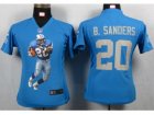 Nike Womens Detroit Lions #20 B.sanders Blue Portrait Fashion Game Jerseys