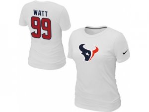 Women Nike Houston Texans #99 Watt Name & Number White T-Shirt