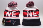 Patriots Navy Wordmark Cuffed Pom Knit Hat YP