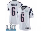 Men Nike New England Patriots #6 Ryan Allen White Vapor Untouchable Limited Player Super Bowl LII NFL Jersey
