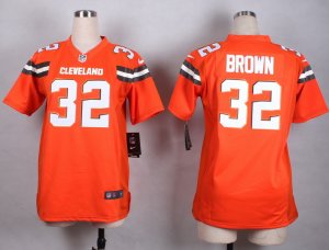 Women Nike Cleveland Browns #32 Jim Brown Orange jerseys