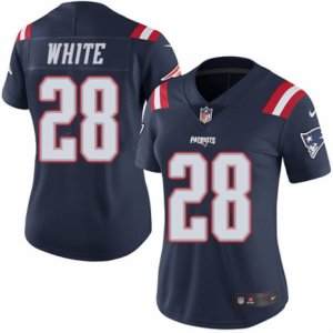 Women\'s Nike New England Patriots #28 James White Limited Navy Blue Rush NFL Jersey