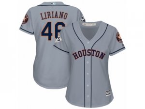 Women Majestic Houston Astros #46 Francisco Liriano Authentic Grey Road 2017 World Series Bound Cool Base MLB Jersey