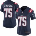 Women's Nike New England Patriots #75 Ted Karras Limited Navy Blue Rush NFL Jersey