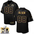 Nike Carolina Panthers #88 Greg Olsen Black Super Bowl 50 Men Stitched NFL Elite Pro Line Gold Collection Jersey