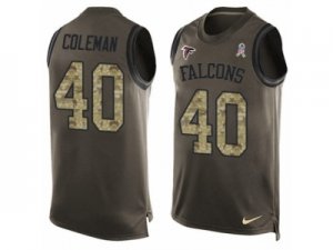 Mens Nike Atlanta Falcons #40 Derrick Coleman Limited Green Salute to Service Tank Top NFL Jersey