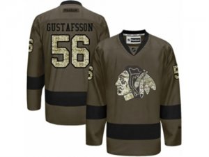 Mens Reebok Chicago Blackhawks #56 Erik Gustafsson Authentic Green Salute to Service NHL Jersey