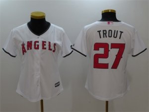 Angels #27 Mike Trout White Women Mothers Day Cool Base Jersey