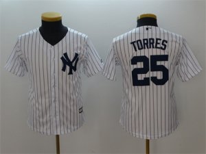 Yankees #25 Gleyber Torres White Youth Cool Base Jersey