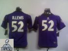 2013 Super Bowl XLVII Youth NEW NFL Baltimore Ravens 52 Ray Lewis Purple Jerseys(Youth NEW Jersey)
