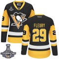 Womens Reebok Pittsburgh Penguins #29 Marc-Andre Fleury Premier Black Gold Third 2016 Stanley Cup Champions NHL Jersey
