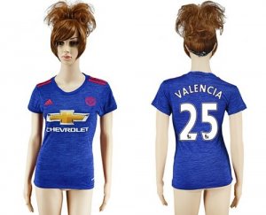 Womens Manchester United #25 Valencia Away Soccer Club Jersey