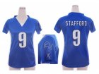 Nike Women detroit lions #9 stafford blue jerseys[draft him ii top]