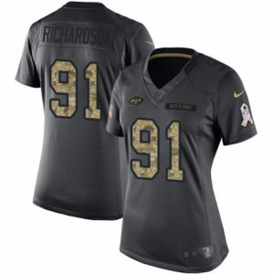 Women\'s Nike New York Jets #91 Sheldon Richardson Limited Black 2016 Salute to Service NFL Jersey