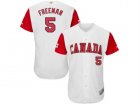 Mens Canada Baseball #5 Freddie Freeman Majestic White 2017 World Baseball Classic Authentic Jersey