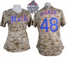 Women New York Mets #48 Jacob deGrom Camo W 2015 World Series Patch Fashion Stitched MLB Jersey