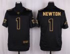 Nike Carolina Panthers #1 Cam Newton Black Pro Line Gold Collection Jersey(Elite)