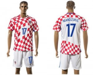 Croatia #17 Mandzukic Home Soccer Country Jersey