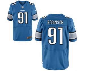 Men\'s Nike Detroit Lions #91 A\'Shawn Robinson Elite Light Blue Team Color NFL Jersey