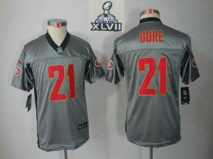 2013 Super Bowl XLVII Youth NEW NFL San Francisco 49ers 21 Frank Gore Grey Shadow NFL Jerseys