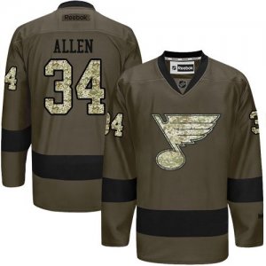 St. Louis Blues #34 Jake Allen Green Salute to Service Stitched NHL Jersey