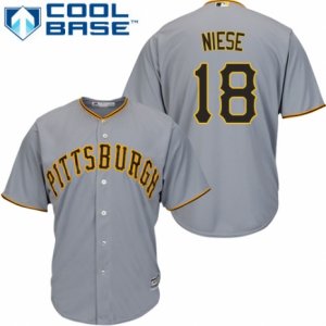 Men\'s Majestic Pittsburgh Pirates #18 Jon Niese Replica Grey Road Cool Base MLB Jersey