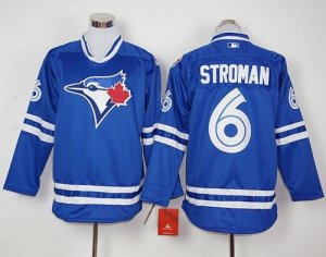 Men Toronto Blue Jays #6 Marcus Stroman Blue Long Sleeve Stitched Baseball Jersey