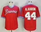 Braves #44 Hank Aaron Red 1980 BP Throwback Jersey