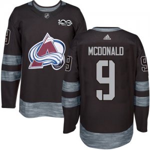 Mens Colorado Avalanche #9 Lanny McDonald Black 1917-2017 100th Anniversary Stitched NHL Jersey