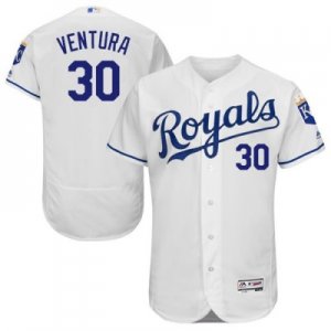 Kansas City Royals #30 Yordano Ventura White Flexbase Authentic Collection Stitched Baseball Jersey