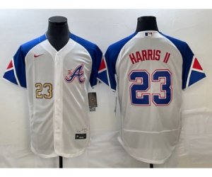 Men\'s Atlanta Braves #23 Michael Harris II Number White 2023 City Connect Flex Base Stitched Baseball Jersey2